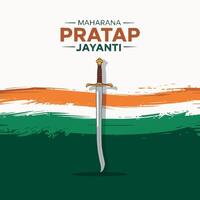 pratap jayanti background with sword illustration vector