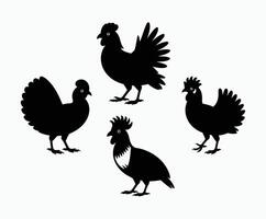 Junglefowl Silhouette EPS Template on White Background vector