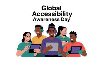 Global Accessibility Awareness Day Inclusive Design Diversity Tech Illustration vector