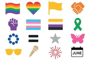 Pride Icons LGBT Equality Symbols Colorful Inclusive Celebration Graphics vector