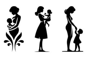 silhouettes of a mother and child, mother and child, mother and child, mother and vector