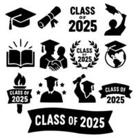 class of 202 graduation artwork icons set vector