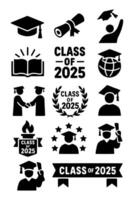 a set of graduation icons on a white background vector
