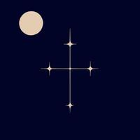 a cross and moon on a dark blue background vector