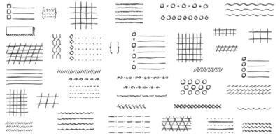 Crayon drawn square grids and striped patterns for handmade notepads and creative collages vector