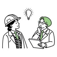 A minimalistic illustration of two professional individuals, both wearing business attire with jackets and ties..eps vector