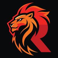 A bold and modern logo design featuring the letter 'R' with the silhouette of a lion embedded inside it 2.eps vector