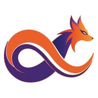A sleek fox-shaped logo where the tail curves into the shape of an infinity symbol, representing agility and intelligence 2.eps vector