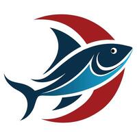 A modern and minimalist fish-shaped logo design featuring a sleek and abstract style..eps vector