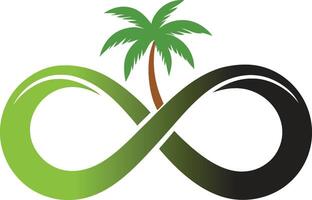 A unique and stylish logo design combining the infinity symbol with a coconut tree. 2.eps vector