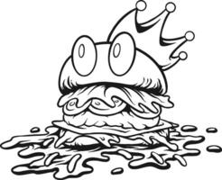 Burger King Character with Sauce Drips Silhouette Design vector