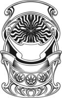 Ornate Art Nouveau Frame with Symbolic Silhouette vector