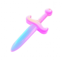 Aesthetic 3D render of a fantasy sword with iridescent and smooth reflections png