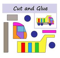 Educational paper game Cut parts of the image and glue on the paper. DIY worksheet. vector