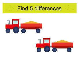 Find 5 differences. Funny game for kids vector