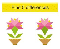 Find 5 differences. Fun game for children vector