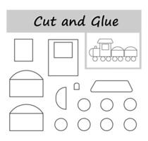 Color, cut parts of the image and glue on the paper. vector