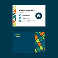 Name Card Design with Abstract Square Geometric Mosaic Composition vector