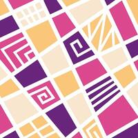 Abstract Square Geometric Mosaic on Purple Retro Style vector
