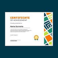 Certificate Template Design with Square Geometric Retro Mosaic vector