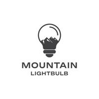 minimalist logo combining a mountain and lightbulb vector