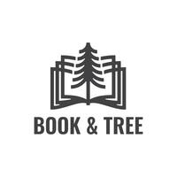 creative logo blending an open book and a tree vector