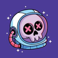 Cartoon skull in an astronaut helmet vector