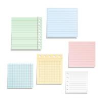 Colored notebook paper sheets on white background vector