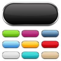 Blank colored buttons with metallic frames and shadows vector