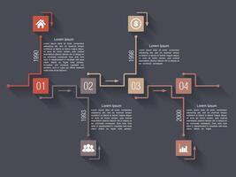 Horizontal timeline design template with four elements vector