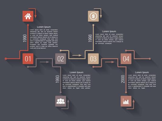 Horizontal timeline design template with four elements
