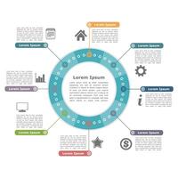 Modern circular infographics with icons and text, round diagram template vector