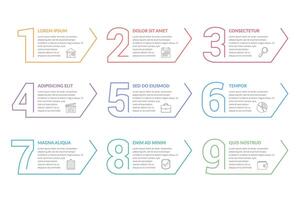 Set of nine linear numbers vector