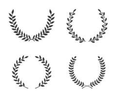 Four hand drawn laurel wreaths on white background vector