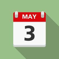 Calendar icon, flat design with long shadow vector