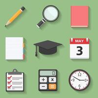Education objects set, flat design vector