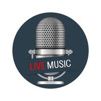 Microphone in a circle with live music banner vector