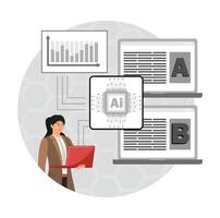A-B Testing and AI Enhanced Marketing Abstract Concept. Optimizing A-B testing. vector