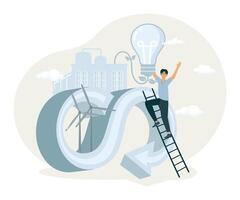 Renewable Energy and Innovation Depicted with Infinity Loop and Wind Turbine. vector