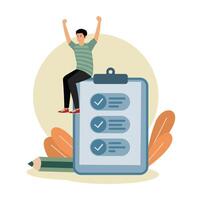 Feedback and survey concept. Filing survey form. vector
