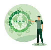 Circular Economy Concepts with a Globe and Individual. vector