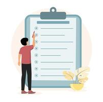Various Online Survey and Rating concept. Putting Check Marks on Checklist vector