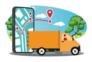 Concept online map, tracking and service. vector