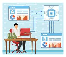A-B Testing and AI-Refined Marketing vector