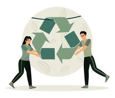 Recycling and Sustainable Practices with Teamwork. vector
