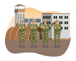 Army training and Fighters concept. vector