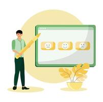 Customer satisfaction on rating scale with emoji. vector