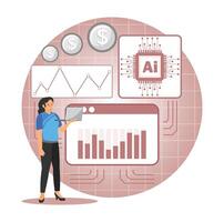AI in Finance and Accounting concept. AI-Enhanced Financial trends Forecasting. vector