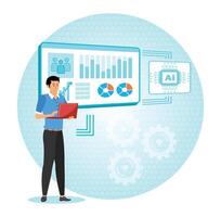 AI-Optimized HR Data Analytics concept. vector