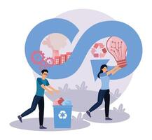 Waste management concept. Recycling and Sustainable Practices With Environmental Symbols. vector